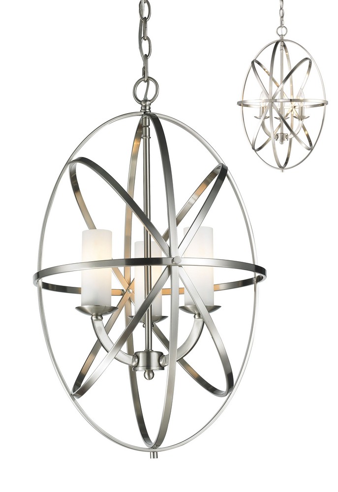 Z-Lite-6027-3S-BN-Aranya - 3 Light Pendant in Metropolitan Style - 16 Inches Wide by 25 Inches High   Brushed Nickel Finish with Matte Opal Glass