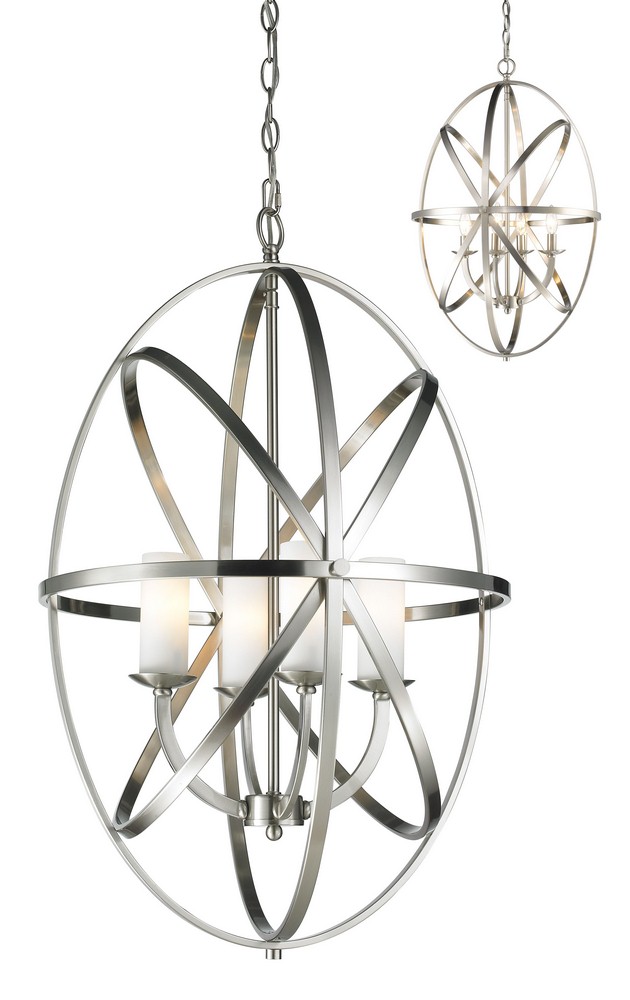 Z-Lite-6027-4L-BN-Aranya - 4 Light Pendant in Fusion Style - 19.69 Inches Wide by 30 Inches High   Brushed Nickel Finish with Matte Opal Glass