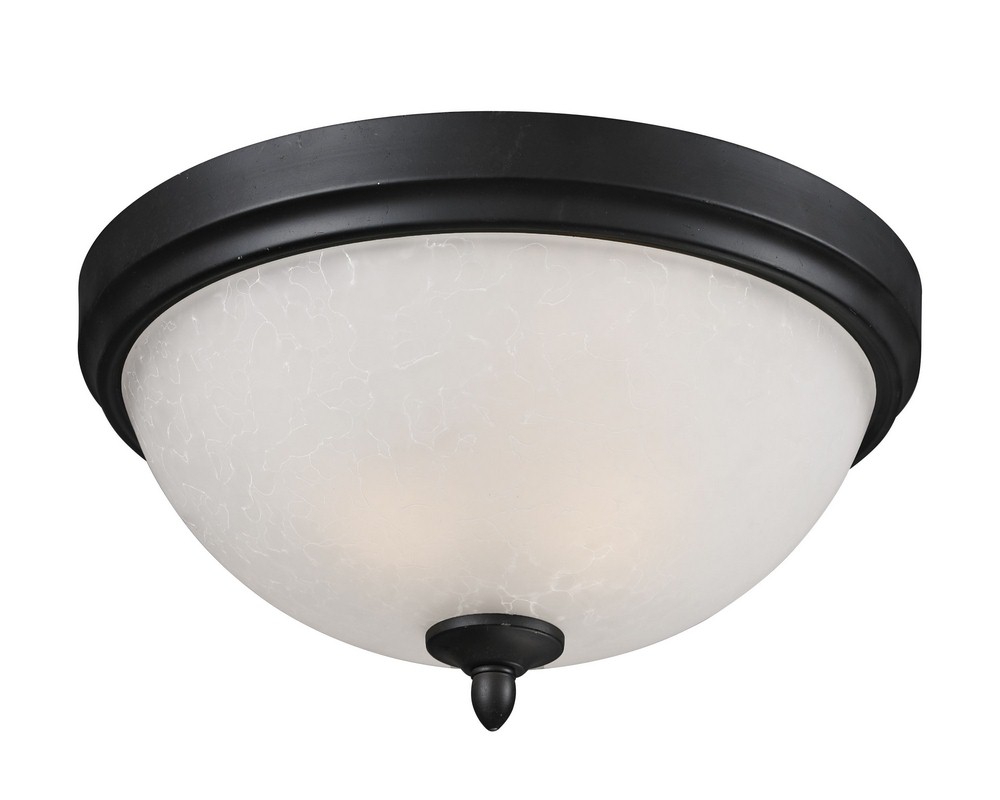 Z-Lite-603F3-Arshe - 3 Light Flush Mount in Metropolitan Style - 15 Inches Wide by 8.5 Inches High   Cafe Bronze Finish with White Watermark Glass