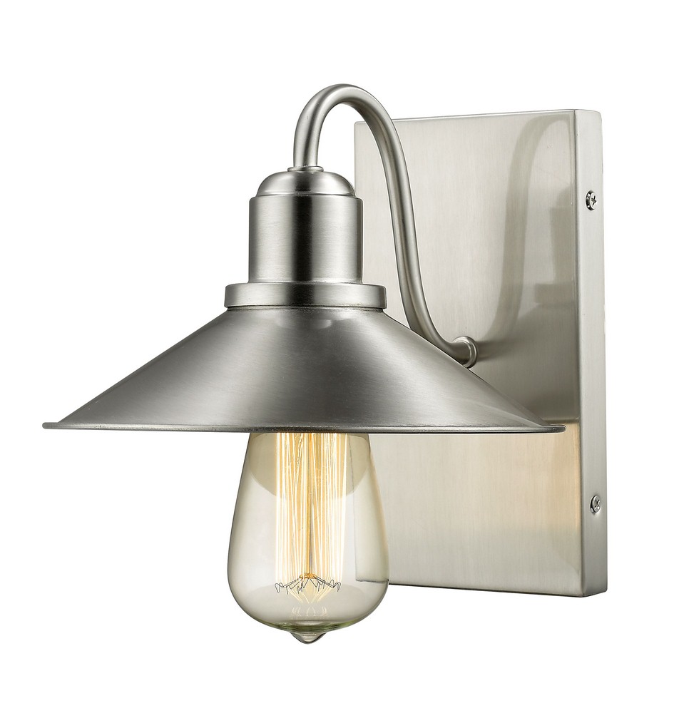 Z-Lite-613-1S-BN-Casa - 1 Light Wall Sconce in Utilitarian Style - 9.25 Inches Wide by 8.25 Inches High Brushed Nickel  Olde Bronze Finish with Olde Bronze Metal Shade