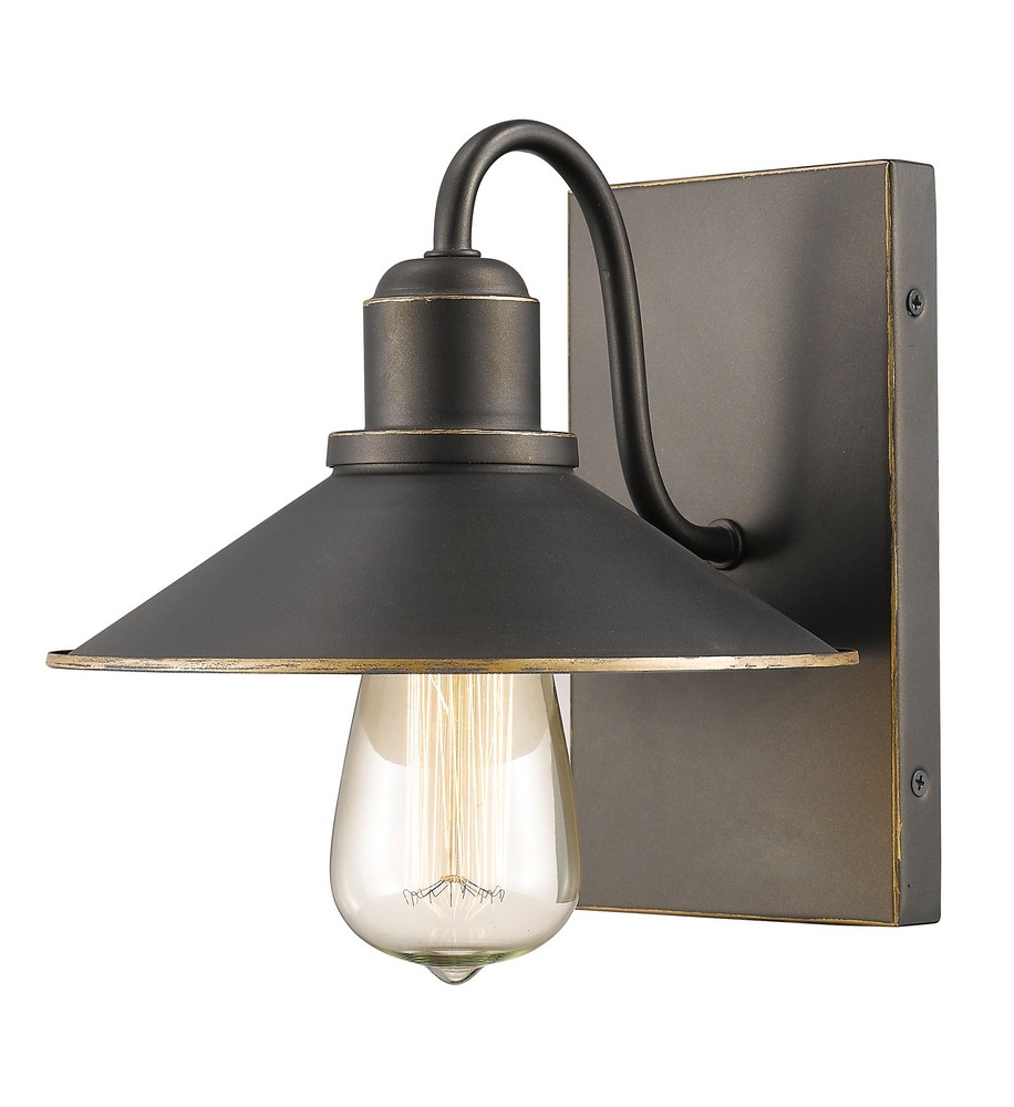 Z-Lite-613-1S-OB-Casa - 1 Light Wall Sconce in Utilitarian Style - 9.25 Inches Wide by 8.25 Inches High Olde Bronze  Olde Bronze Finish with Olde Bronze Metal Shade