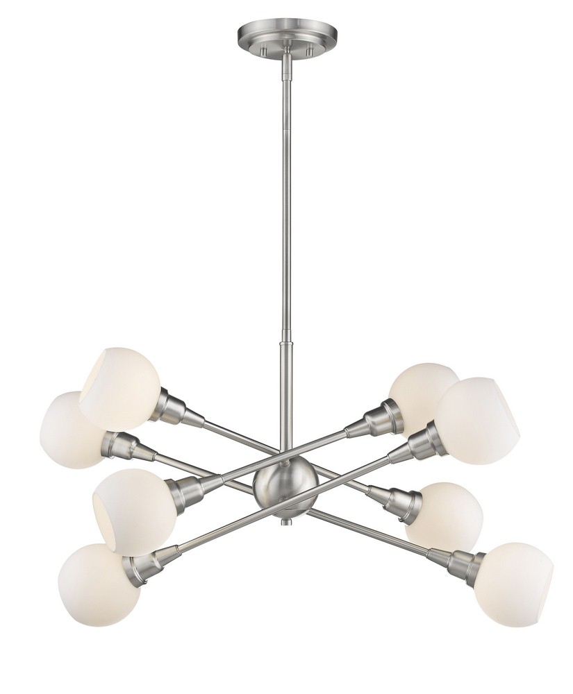 Z-Lite-616-32BN-LED-Tian - 32W 8 LED Pendant in Fusion Style - 32.38 Inches Wide by 16.63 Inches High   Brushed Nickel Finish with Matte Opal Glass