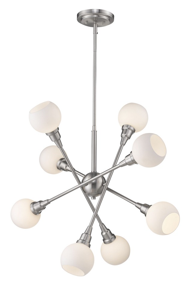 Z-Lite-616-8C-BN-LED-Tian - 32W 8 LED Pendant in Industrial Style - 29.25 Inches Wide by 29.38 Inches High   Brushed Nickel Finish with Matte Opal Glass