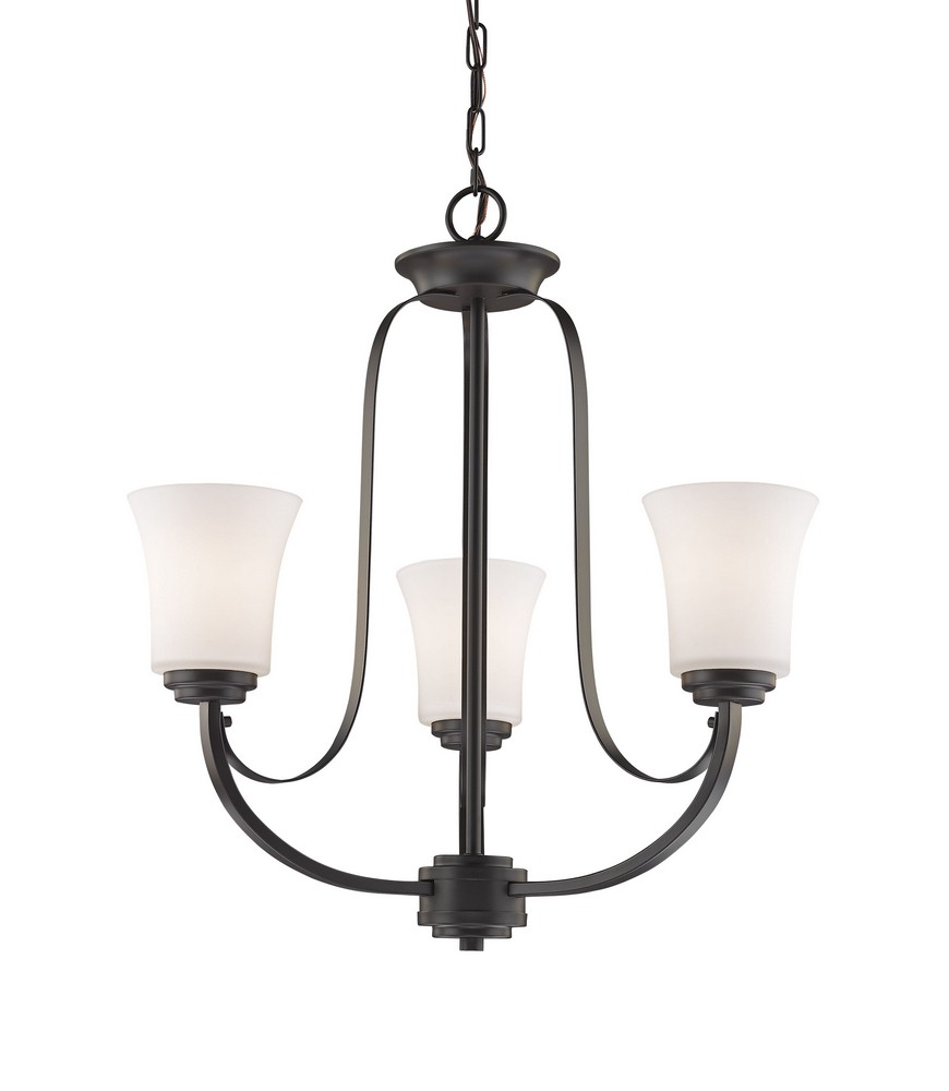 Z-Lite-7000-3BRZ-Halliwell - 3 Light Chandelier in Fusion Style - 22 Inches Wide by 23.5 Inches High Bronze  Bronze Finish with Matte Opal Glass