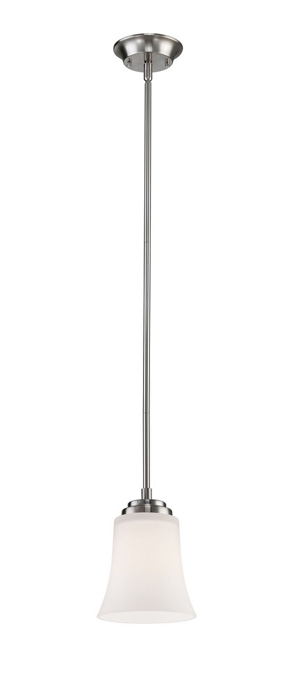 Z-Lite-7000MP-BN-Halliwell - 1 Light Mini Pendant in Fusion Style - 5.25 Inches Wide by 9.5 Inches High Brushed Nickel  Bronze Finish with Matte Opal Glass