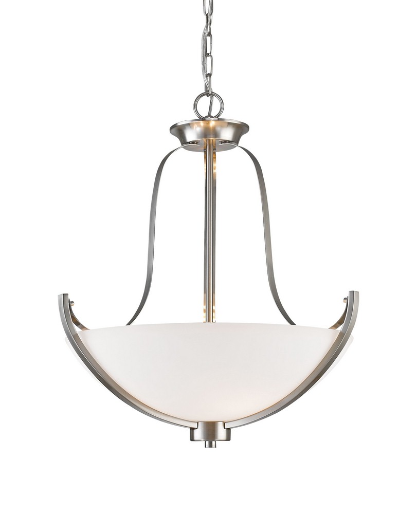 Z-Lite-7000P-BN-Halliwell - 3 Light Pendant in Fusion Style - 20.25 Inches Wide by 22.5 Inches High Brushed Nickel  Bronze Finish with Matte Opal Glass