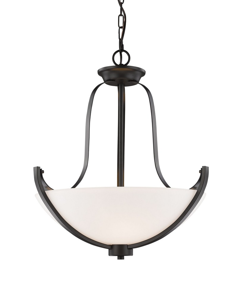 Z-Lite-7000P-BRZ-Halliwell - 3 Light Pendant in Fusion Style - 20.25 Inches Wide by 22.5 Inches High Bronze  Bronze Finish with Matte Opal Glass