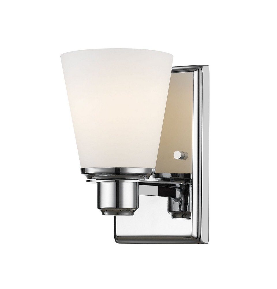 Z-Lite-7001-1S-CH-Kayla - 1 Light Wall Sconce in Fusion Style - 4.88 Inches Wide by 8.5 Inches High Chrome  Chrome Finish with Matte Opal Glass