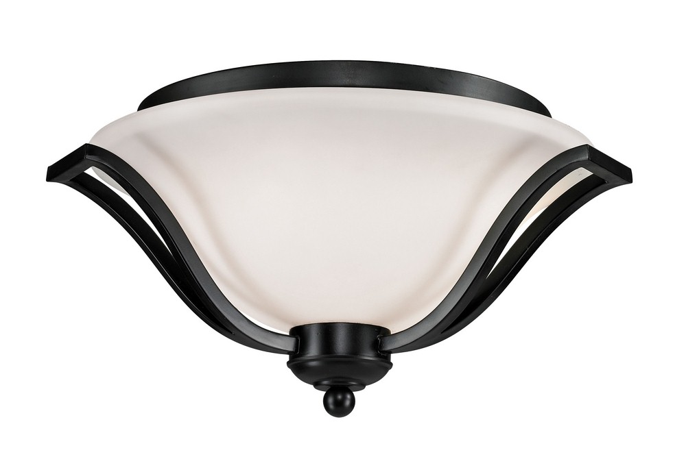 Z-Lite-702F3-BRZ-Lagoon - 3 Light Flush Mount   Bronze Finish with Matte Opal Glass