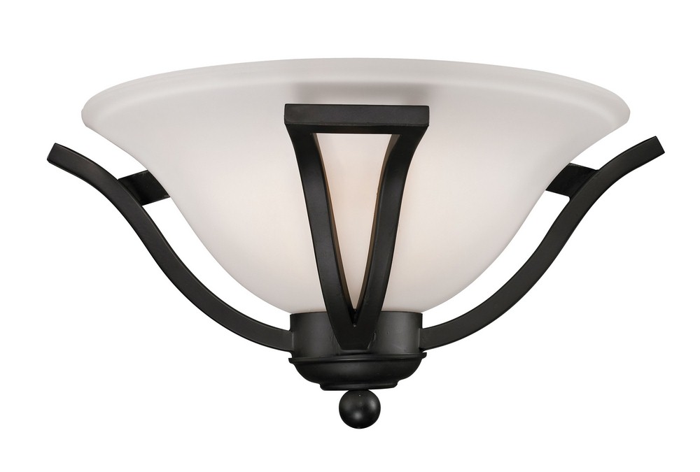 Z-Lite-703-1S-MB-Lagoon - 1 Light Wall Sconce in Spanish Style - 15 Inches Wide by 7 Inches High   Matte Black Finish with Matte Opal Glass