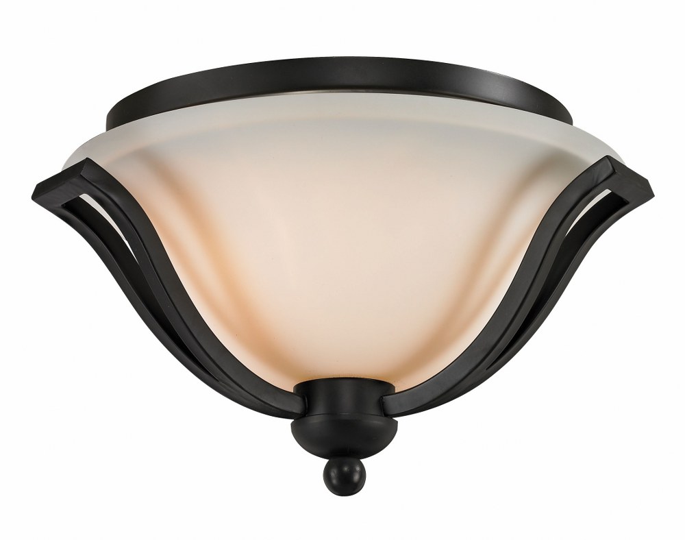 Z-Lite-703F2-MB-Lagoon - 2 Light Flush Mount in Spanish Style - 15 Inches Wide by 9 Inches High   Matte Black Finish with Matte Opal Glass