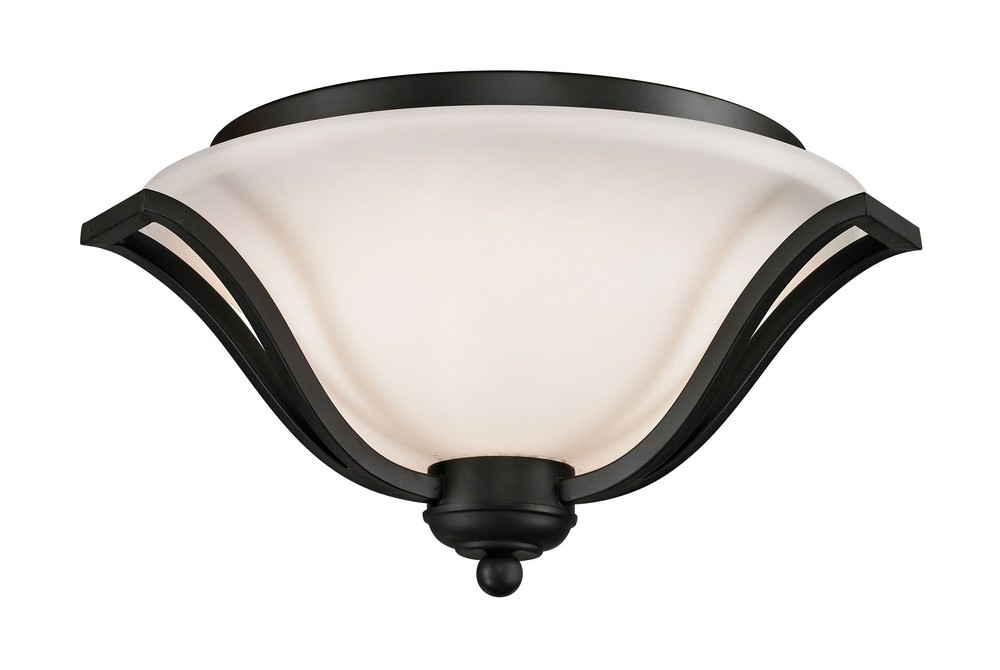 Z-Lite-703F3-MB-Lagoon - 3 Light Flush Mount in Spanish Style - 18.5 Inches Wide by 10.25 Inches High   Matte Black Finish with Matte Opal Glass