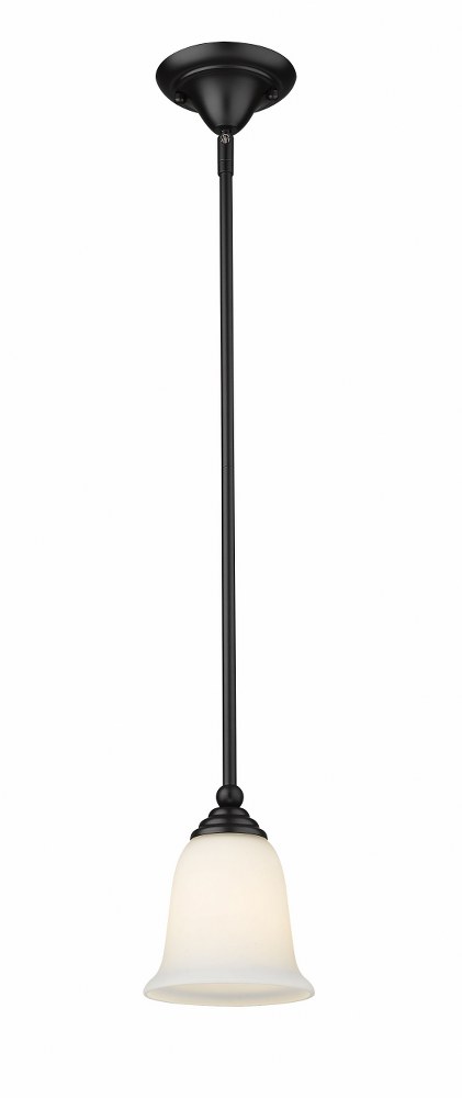 Z-Lite-703MP-MB-Lagoon - 1 Light Mini Pendant in Spanish Style - 6 Inches Wide by 56.5 Inches High   Matte Black Finish with Matte Opal Glass