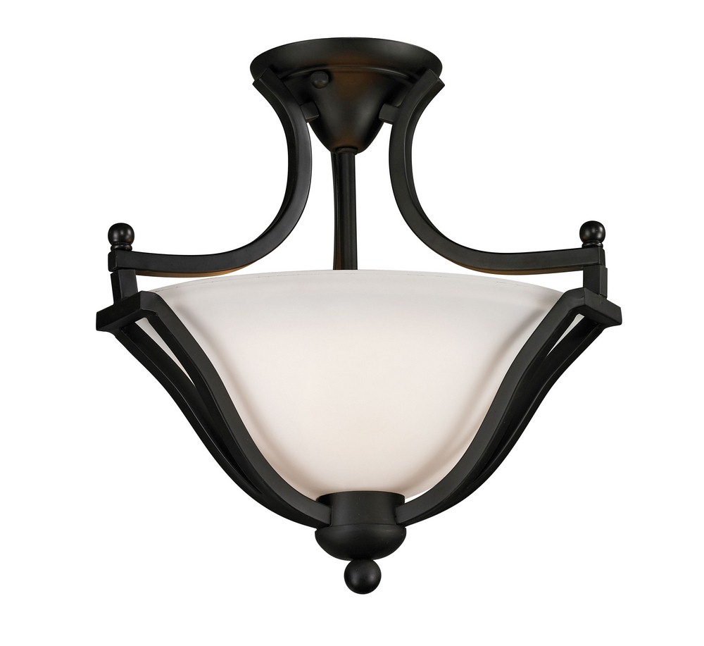 Z-Lite-703SF-MB-Lagoon - 2 Light Semi-Flush Mount in Spanish Style - 15 Inches Wide by 14.75 Inches High   Matte Black Finish with Matte Opal Glass