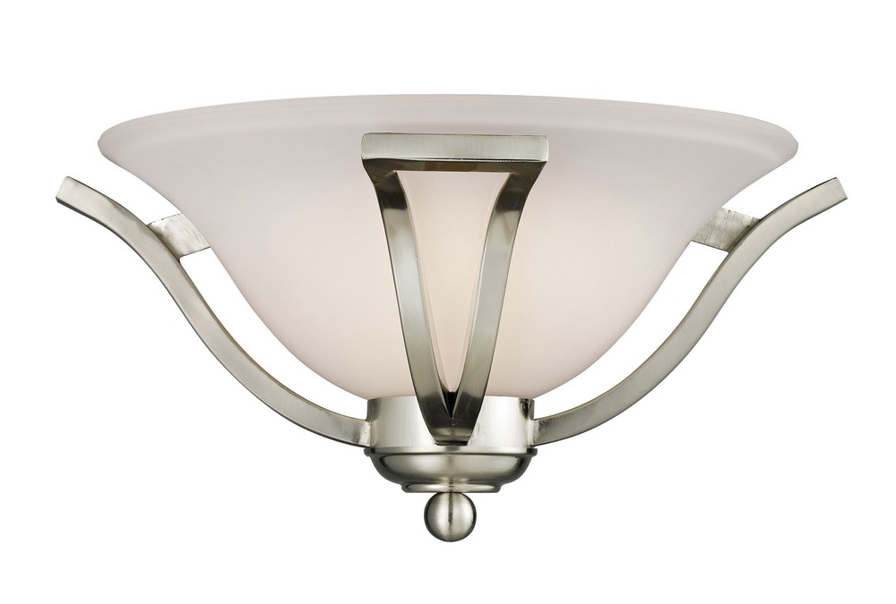 Z-Lite-704-1S-BN-Lagoon - 1 Light Wall Sconce in Spanish Style - 15 Inches Wide by 7 Inches High   Brushed Nickel Finish with Matte Opal Glass