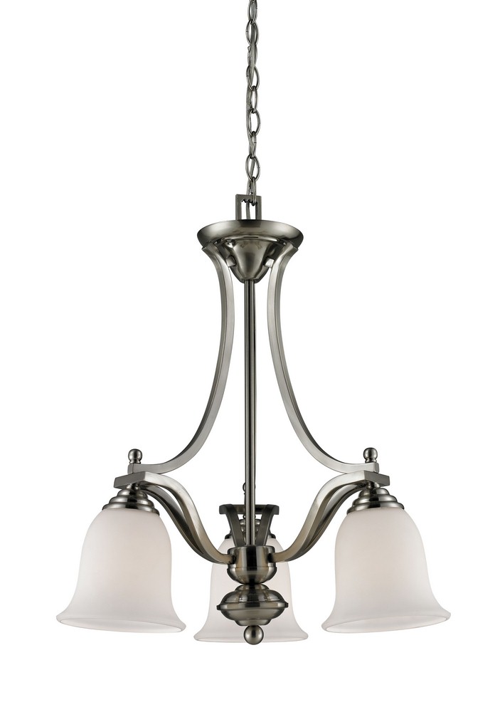 Z-Lite-704-3-BN-Lagoon - 3 Light Chandelier in Spanish Style - 20 Inches Wide by 23 Inches High   Brushed Nickel Finish with Matte Opal Glass