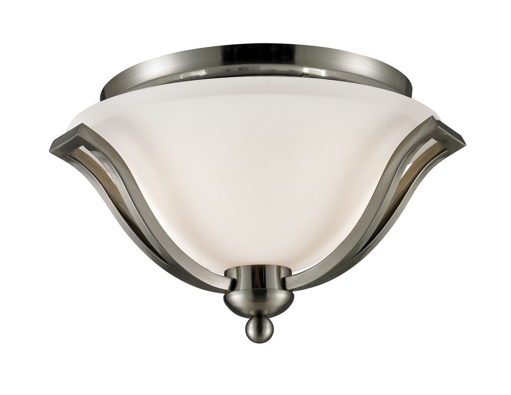 Z-Lite-704F2-BN-Lagoon - 2 Light Flush Mount in Spanish Style - 15 Inches Wide by 9 Inches High   Brushed Nickel Finish with Matte Opal Glass