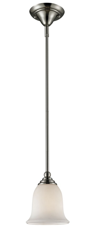 Z-Lite-704MP-BN-Lagoon - 1 Light Mini Pendant in Art Moderne Style - 6 Inches Wide by 56.5 Inches High   Brushed Nickel Finish with Matte Opal Glass