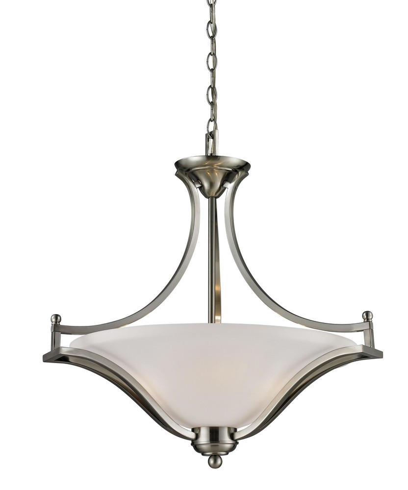 Z-Lite-704P-BN-Lagoon - 3 Light Pendant in Utilitarian Style - 24 Inches Wide by 24 Inches High   Brushed Nickel Finish with Matte Opal Glass