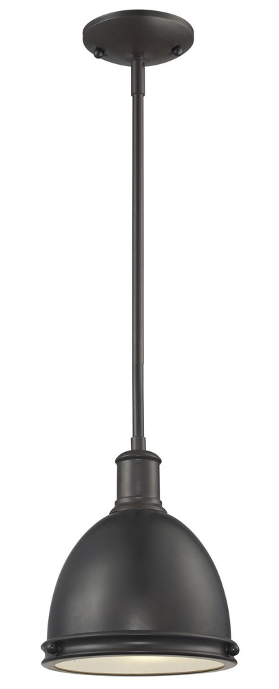 Z-Lite-708MP-BRZ-Mason - 1 Light Mini Pendant in Utilitarian Style - 8 Inches Wide by 9.7 Inches High   Bronze Finish with Bronze Metal Shade