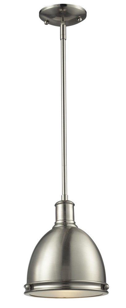 Z-Lite-710MP-BN-Mason - 1 Light Mini Pendant in Utilitarian Style - 8 Inches Wide by 9.7 Inches High   Brushed Nickel Finish with Brushed Nickel Metal Shade