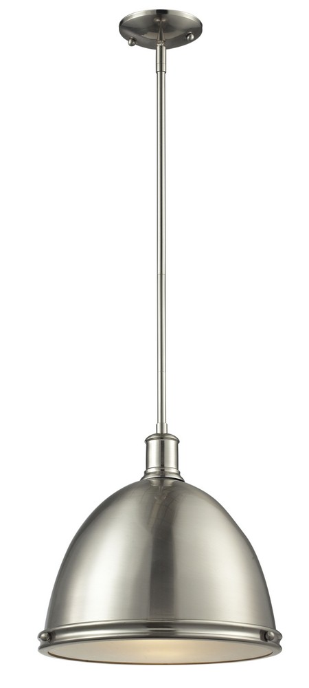 Z-Lite-710P13-BN-Mason - 1 Light Pendant in Utilitarian Style - 13 Inches Wide by 12.9 Inches High   Brushed Nickel Finish with Brushed Nickel Metal Shade