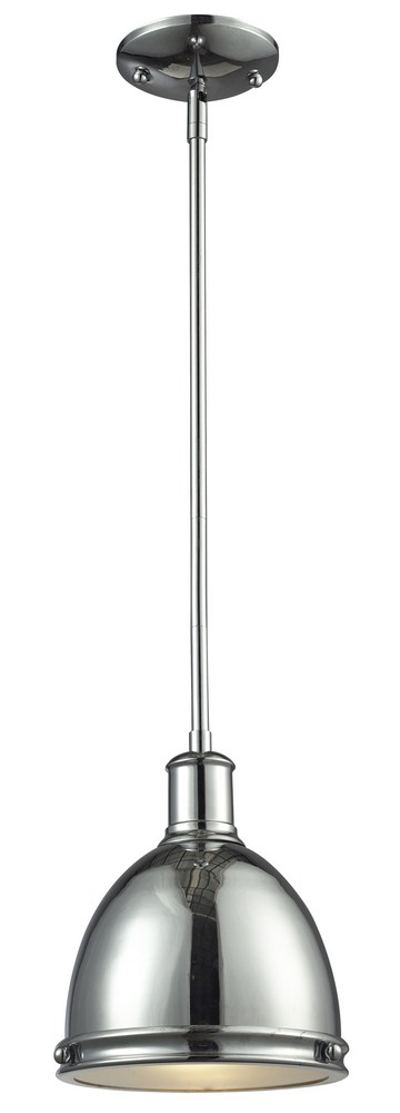 Z-Lite-711MP-CH-Mason - 1 Light Mini Pendant in Utilitarian Style - 8 Inches Wide by 9.7 Inches High   Chrome Finish with Chrome Metal Shade