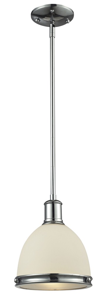 Z-Lite-715MP-CH-Mason - 1 Light Mini Pendant in Utilitarian Style - 8 Inches Wide by 9.7 Inches High   Chrome Finish with Matte Opal Glass