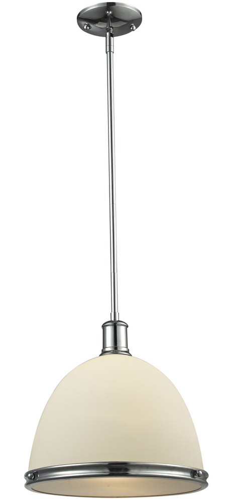 Z-Lite-715P13-CH-Mason - 1 Light Pendant in Utilitarian Style - 13 Inches Wide by 14 Inches High   Chrome Finish with Matte Opal Glass