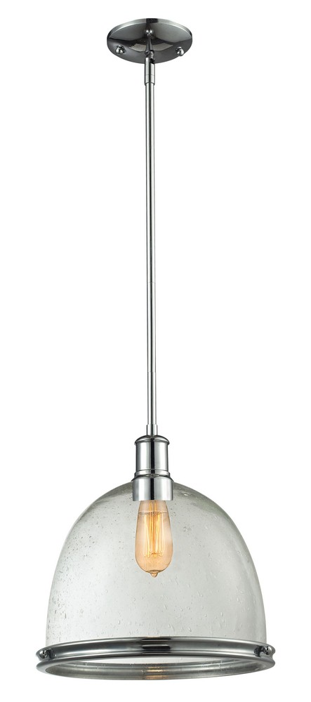 Z-Lite-719P13-CH-Mason - 1 Light Pendant in Victorian Style - 13 Inches Wide by 14 Inches High   Chrome Finish with Clear Seedy Glass