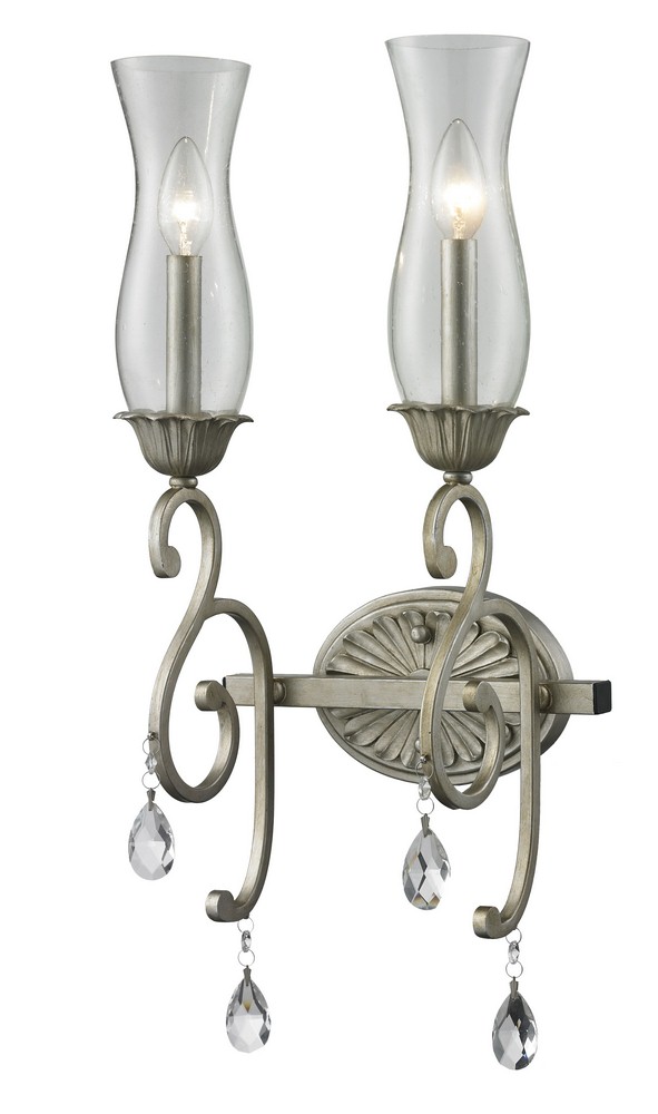 Z-Lite-720-2S-AS-Melina - 2 Light Wall Sconce in Victorian Style - 8.5 Inches Wide by 24.3 Inches High Antique Silver  Golden Bronze Finish with Cognac Seedy Glass