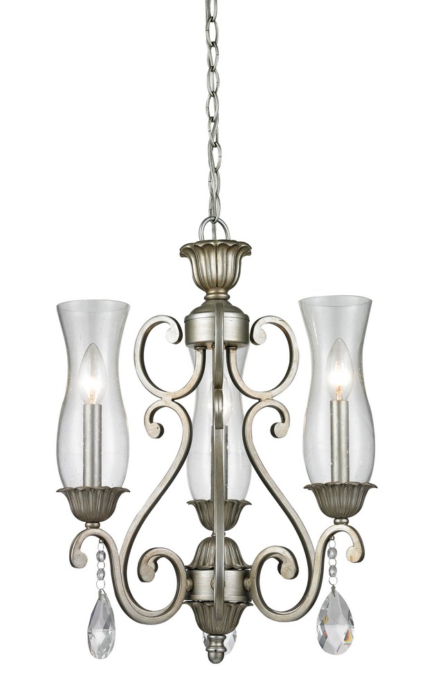 Z-Lite-720-3-AS-Melina - 3 Light Chandelier in Victorian Style - 17 Inches Wide by 21.5 Inches High Antique Silver  Golden Bronze Finish with Cognac Seedy Glass