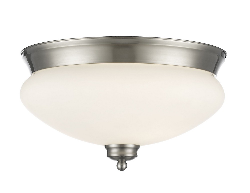 Z-Lite-721F2-BN-Amon - 2 Light Flush Mount in Traditional Style - 13 Inches Wide by 7.5 Inches High Brushed Nickel  Olde Bronze Finish with Matte Opal Glass