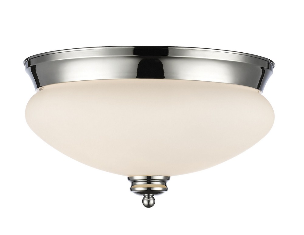 Z-Lite-721F2-CH-Amon - 2 Light Flush Mount in Traditional Style - 13 Inches Wide by 7.5 Inches High Chrome  Olde Bronze Finish with Matte Opal Glass