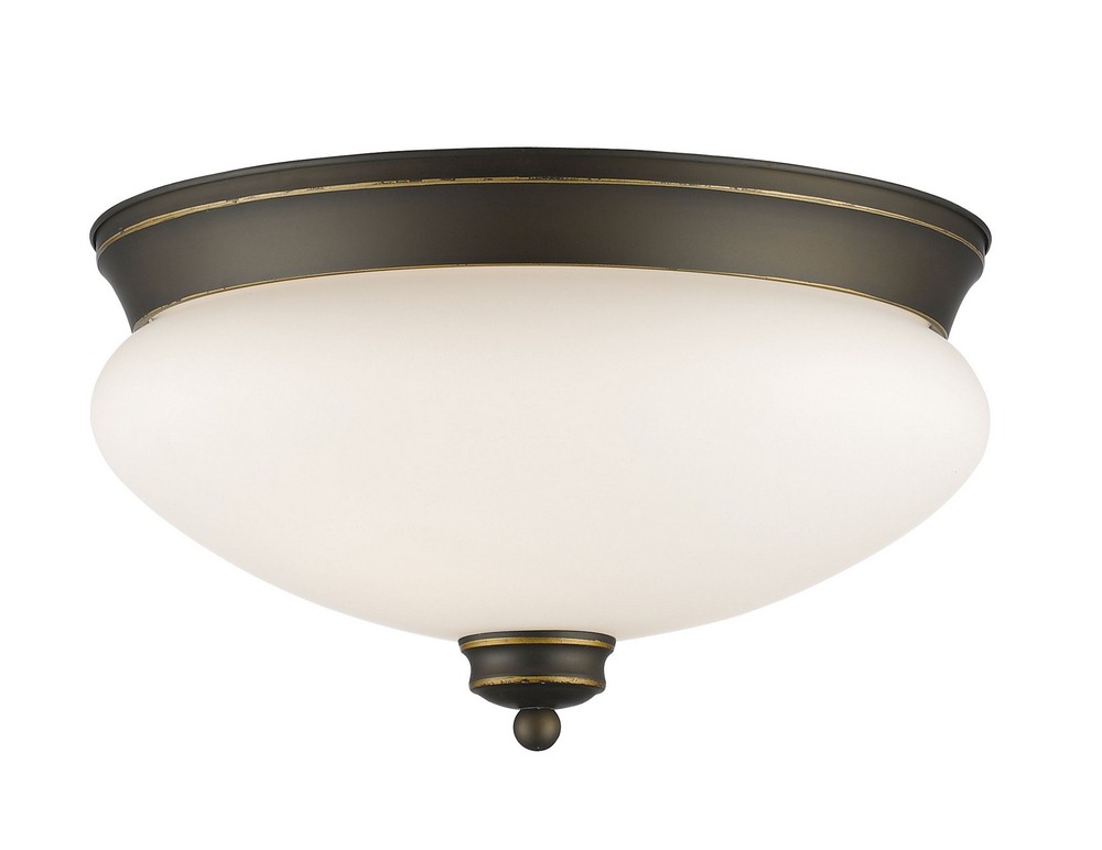 Z-Lite-721F2-OB-Amon - 2 Light Flush Mount in Traditional Style - 13 Inches Wide by 7.5 Inches High Olde Bronze  Olde Bronze Finish with Matte Opal Glass