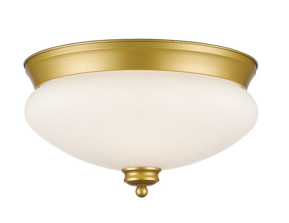 Z-Lite-721F2-SG-Amon - 2 Light Flush Mount In Traditional Style-7.5 Inches Tall and 13 Inches Wide   Satin Gold Finish with Matte Opal Glass