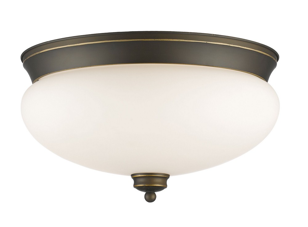 Z-Lite-721F3-OB-Amon - 3 Light Flush Mount In Traditional Style-8.5 Inches Tall and 15 Inches Wide   Olde Bronze Finish with Matte Opal Glass