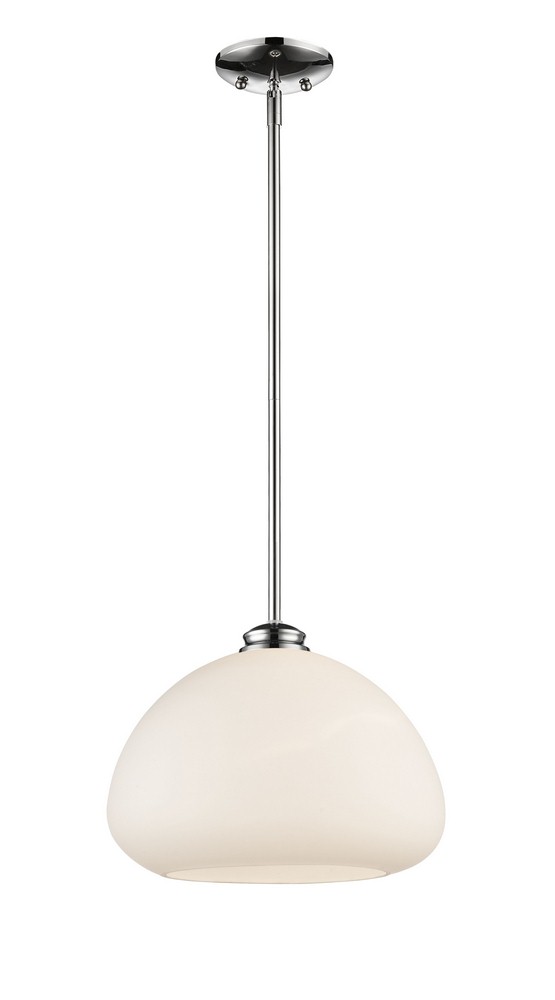 Z-Lite-721P13-CH-Amon - 1 Light Pendant in Schoolhouse Style - 13 Inches Wide by 10 Inches High Chrome  Chrome Finish with Matte Opal Glass