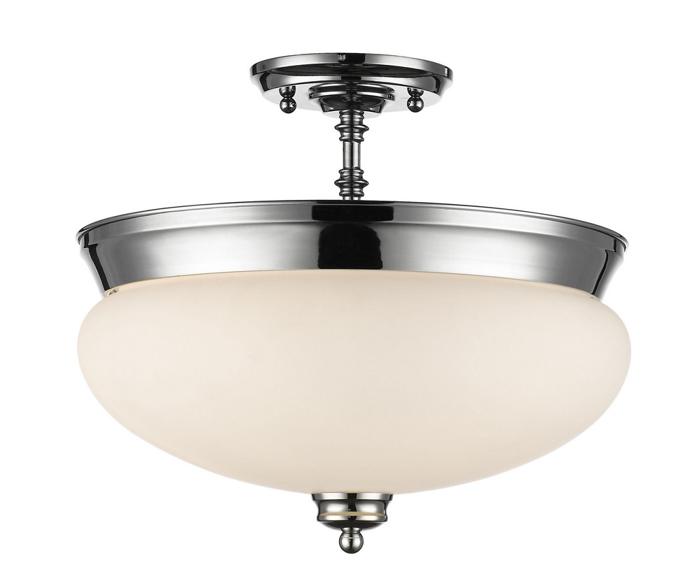 Z-Lite-721SF-CH-Amon - 3 Light Semi-Flush Mount in Traditional Style - 15 Inches Wide by 13.5 Inches High Chrome  Satin Gold Finish with Matte Opal Glass