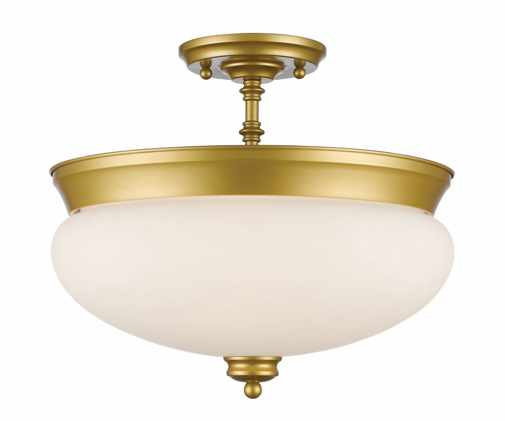 Z-Lite-721SF-SG-Amon - 3 Light Semi-Flush Mount in Traditional Style - 15 Inches Wide by 13.5 Inches High Satin Gold  Satin Gold Finish with Matte Opal Glass