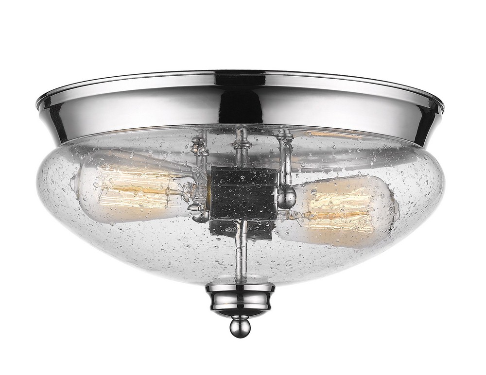 Z-Lite-722F2-CH-Amon - 2 Light Flush Mount in Traditional Style - 13 Inches Wide by 7.5 Inches High Chrome  Satin Gold Finish with Clear Seedy Glass