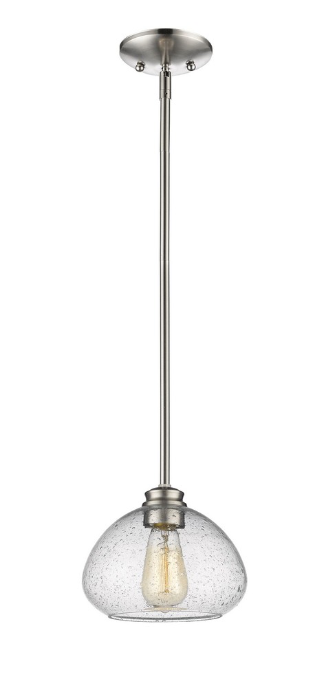 Z-Lite-722MP-BN-Amon - 1 Light Mini Pendant in Traditional Style - 8 Inches Wide by 6.5 Inches High Brushed Nickel  Satin Gold Finish with Clear Seedy Glass