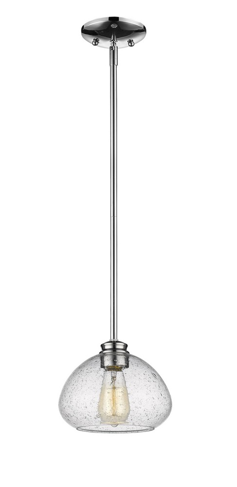 Z-Lite-722MP-CH-Amon - 1 Light Mini Pendant in Traditional Style - 8 Inches Wide by 6.5 Inches High Chrome  Satin Gold Finish with Clear Seedy Glass