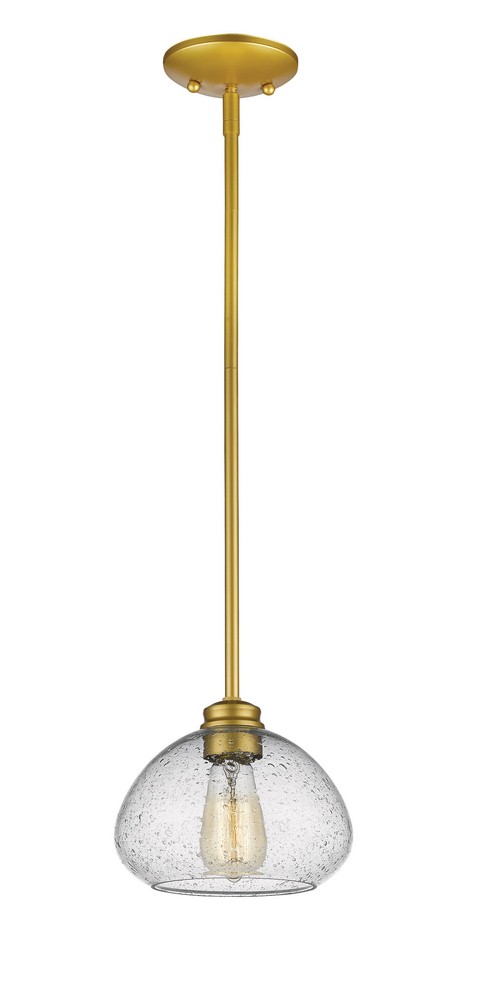 Z-Lite-722MP-SG-Amon - 1 Light Mini Pendant in Traditional Style - 8 Inches Wide by 6.5 Inches High Satin Gold  Satin Gold Finish with Clear Seedy Glass