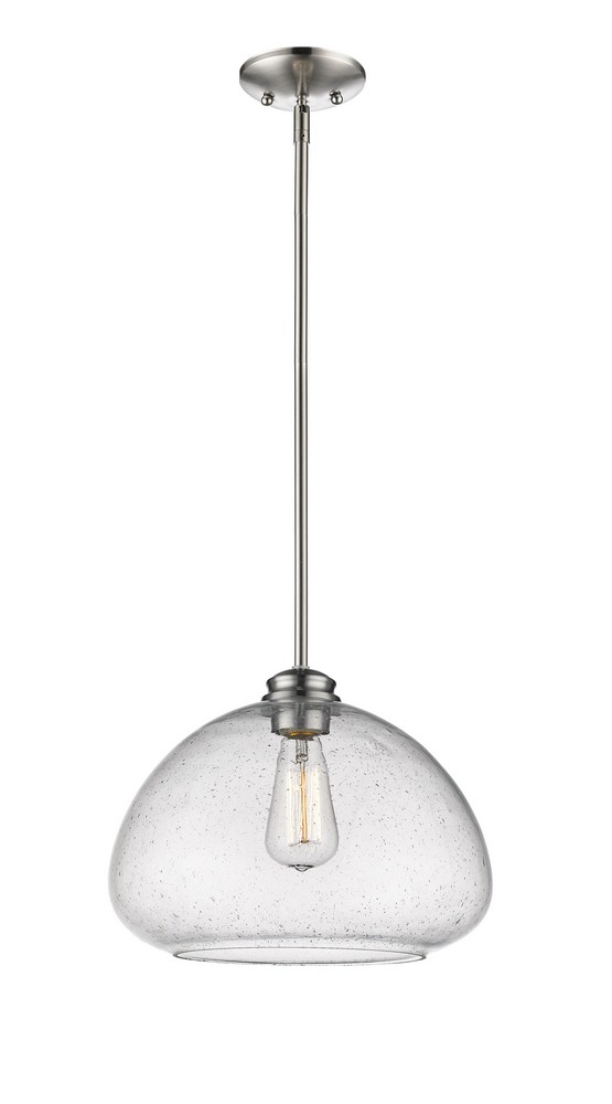 Z-Lite-722P13-BN-Amon - 1 Light Pendant in Traditional Style - 13 Inches Wide by 10 Inches High Brushed Nickel  Olde Bronze Finish with Clear Seedy Glass