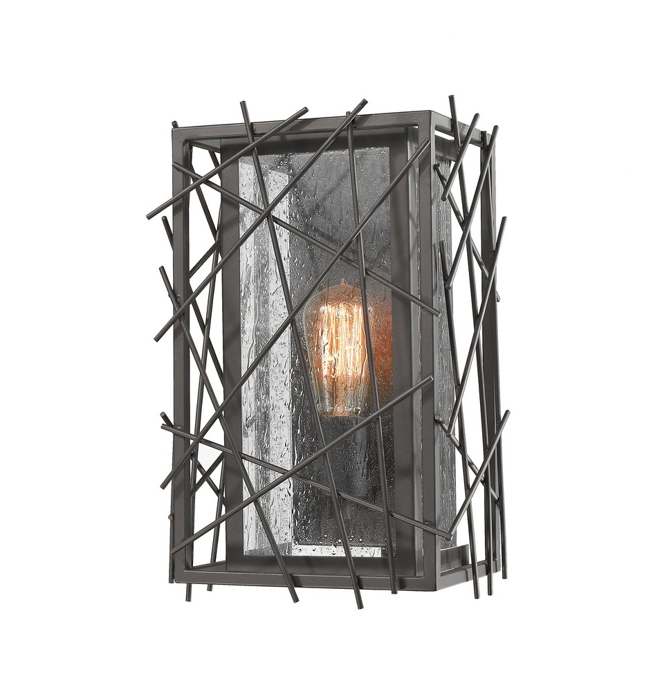 Z-Lite-8000-1S-BRZ-Stanwood - 1 Light Wall Sconce in Architectural Style - 8.5 Inches Wide by 14 Inches High   Bronze Finish with Water Droplet Glass