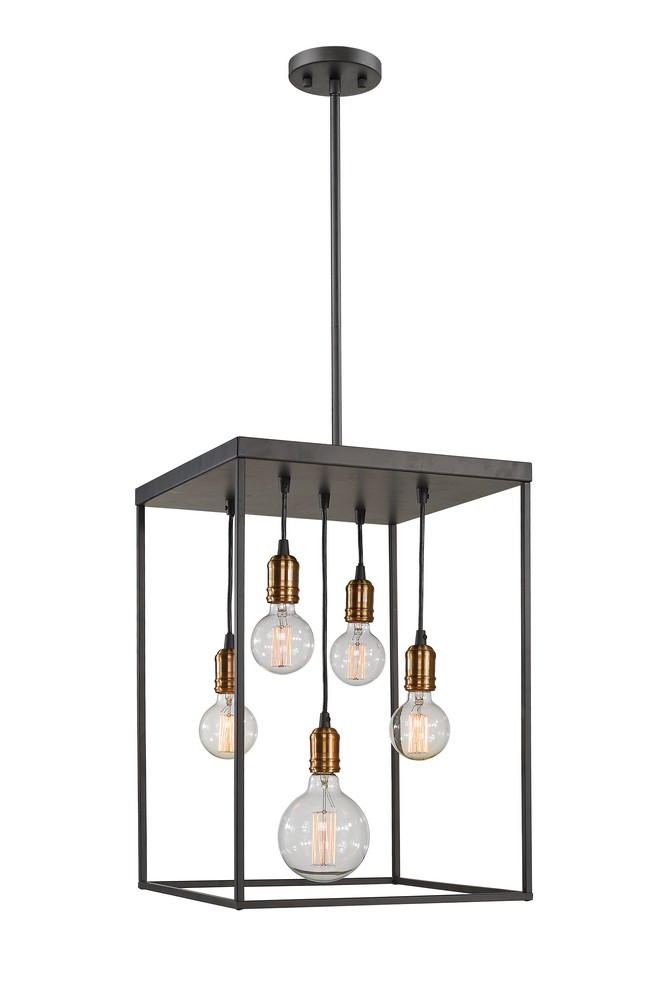 Z-Lite-8001-23BRZ-Troubadour - 5 Light Pendant in Architectural Style - 16 Inches Wide by 23 Inches High   Bronze Finish