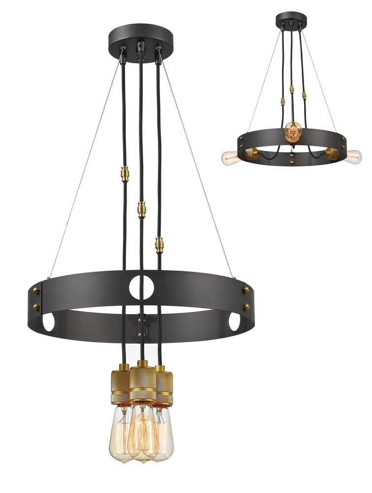 Z-Lite-8001-3BRZ-Troubadour - 3 Light Chandelier in Architectural Style - 18 Inches Wide by 2.5 Inches High   Bronze Finish