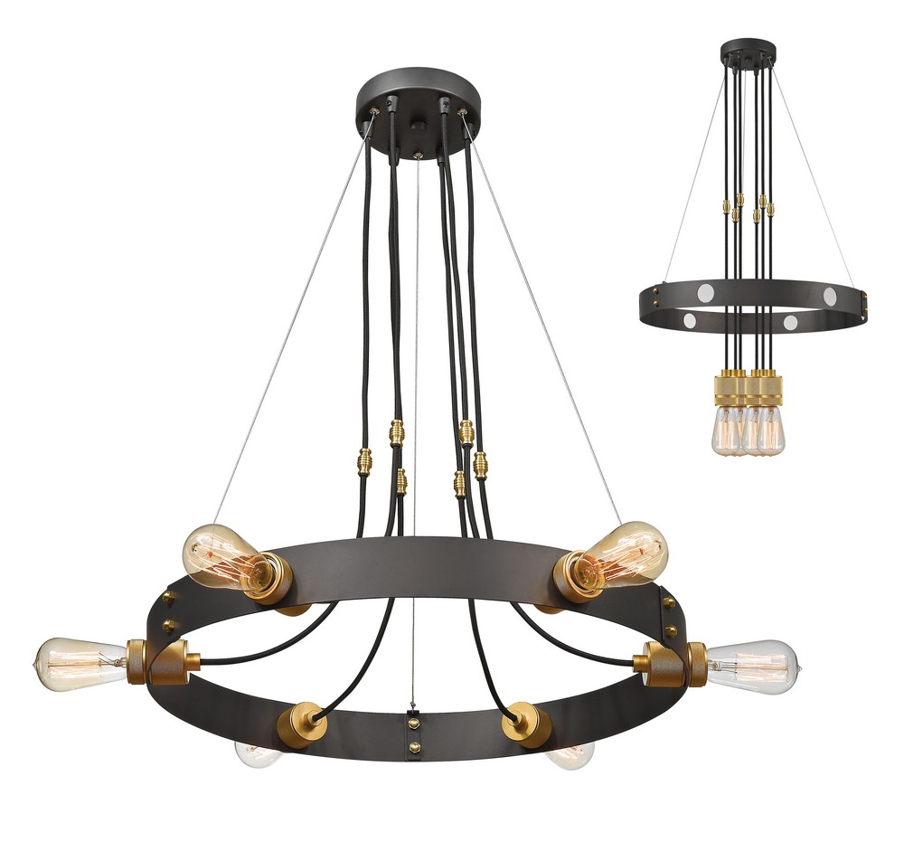 Z-Lite-8001-6C-BRZ-Troubadour - 6 Light Chandelier in Architectural Style - 24 Inches Wide by 2.5 Inches High   Bronze Finish