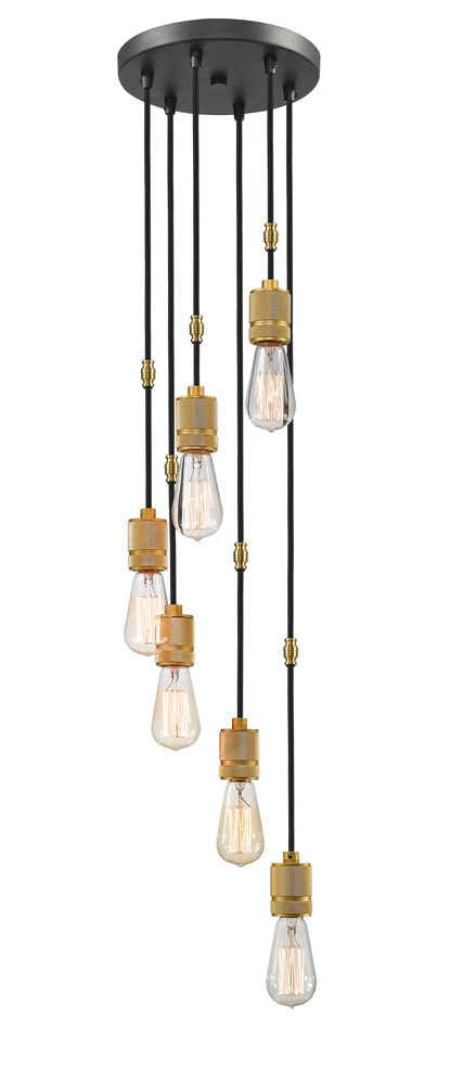 Z-Lite-8001-6P-BRZ-Troubadour - 6 Light Pendant in Architectural Style - 10 Inches Wide by 3 Inches High   Bronze Finish